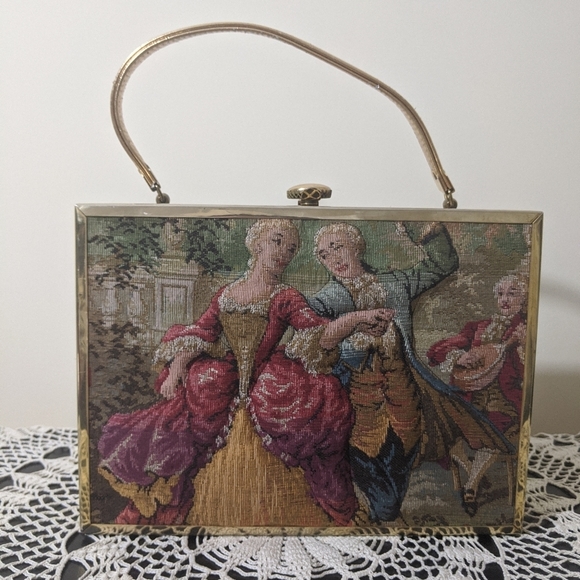 Vintage Handbags - Vintage Handbag 50s Tapestry French Soire Purse